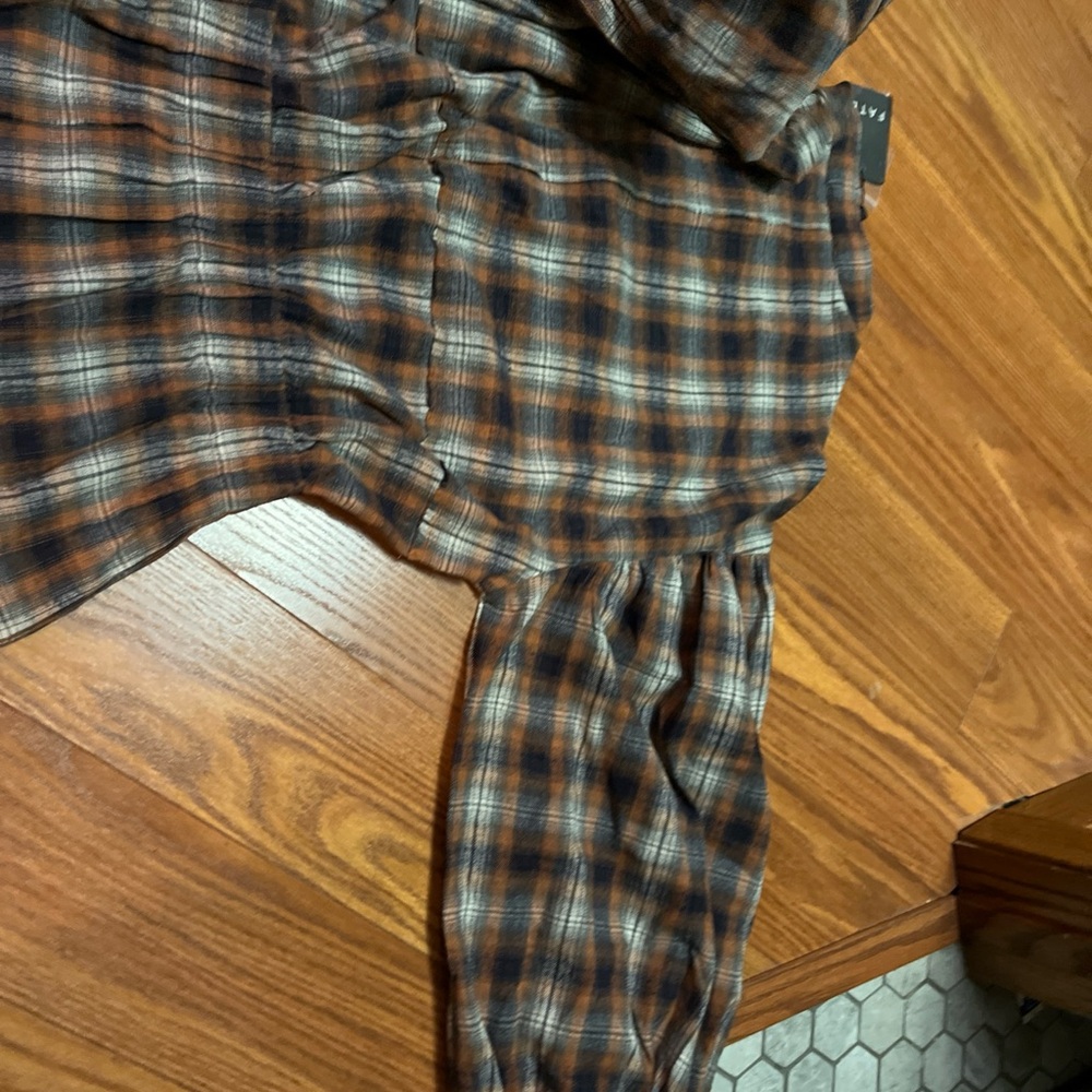 Fate Brown Plaid Long Sleeve Dress - Picture 4 of 4